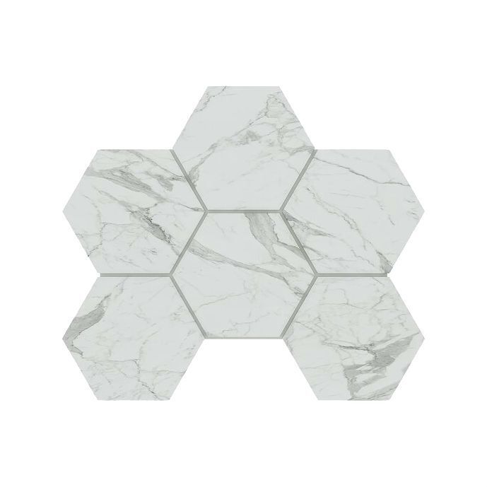 Керамическая плитка Керамин Estima Montis White MN01 Hexagon Белая Неполированная Мозаика 25х28,5