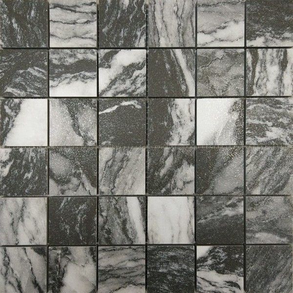 Керамическая плитка Керамин Azteca Ceramica Domino MSCDSBL Soft Black Черная Лаппатированная Мозаика 30х30 (4,8х4,8)