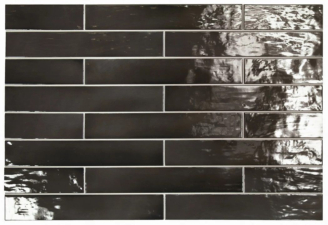 Керамическая плитка Керамин Equipe Manacor Black Черная Глянцевая Настенная плитка 6,5х40