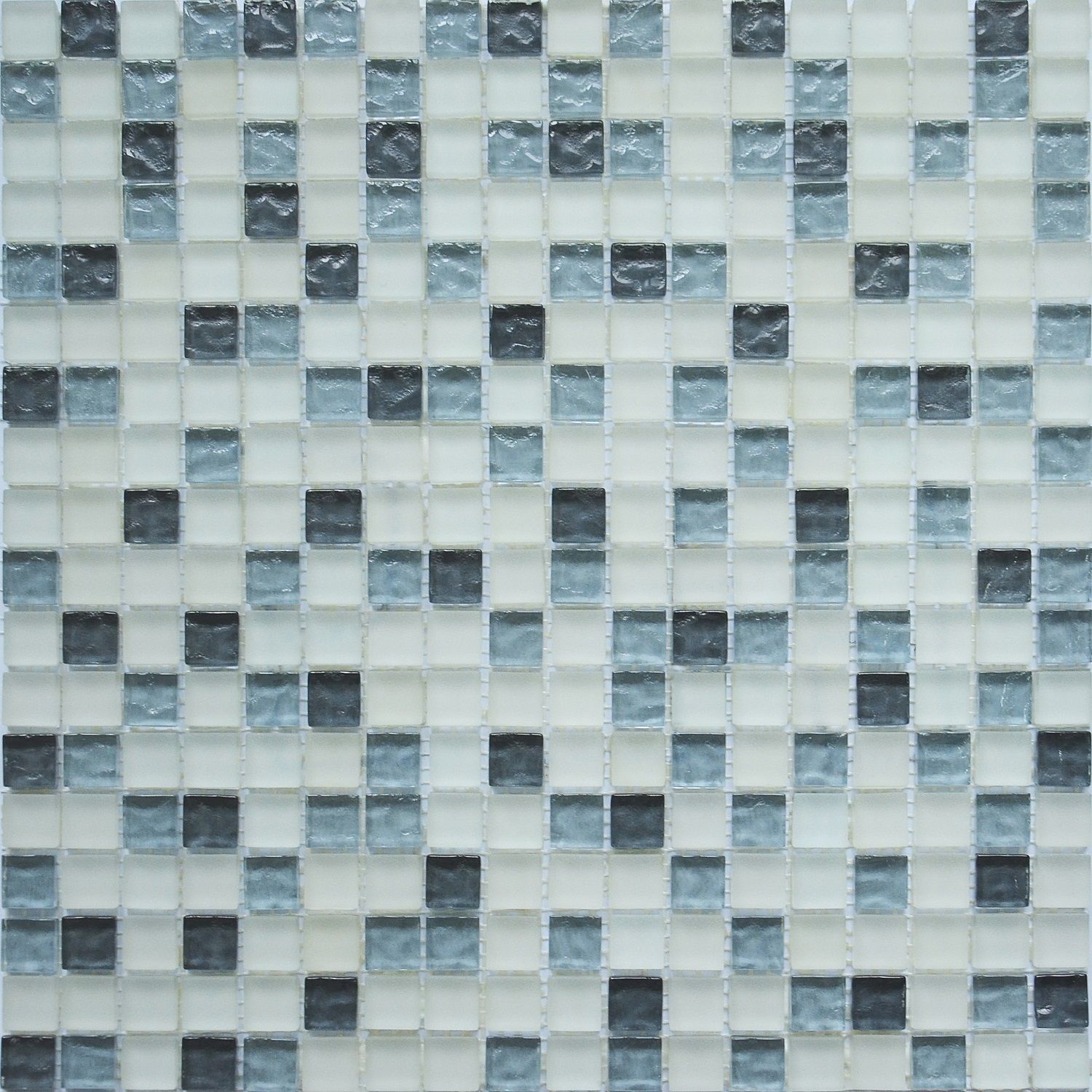 Керамическая плитка Керамин Росмозаика Мозаика стеклянная МС 579 Микс белая, серая Матовая Мозаика 30х30 (1,5х1,5)