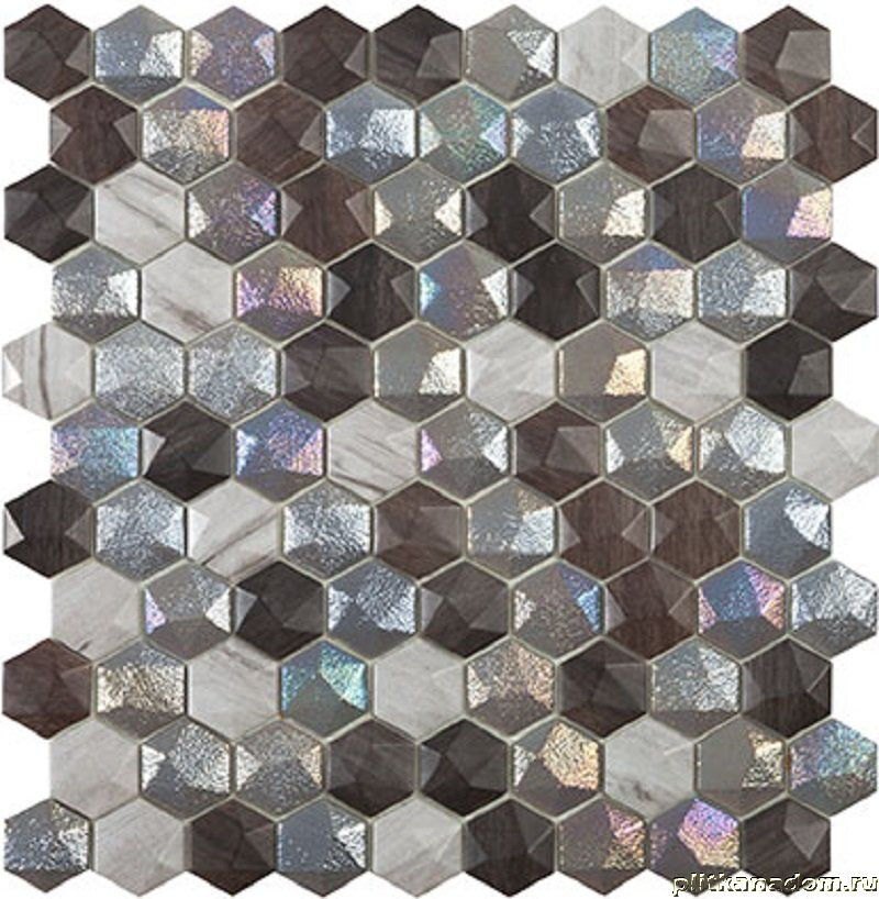 Керамическая плитка Керамин Vidrepur Hexagon Forest Mix Микс Глянцевая Мозаика 30,7х31,7 (2,5х2,5)