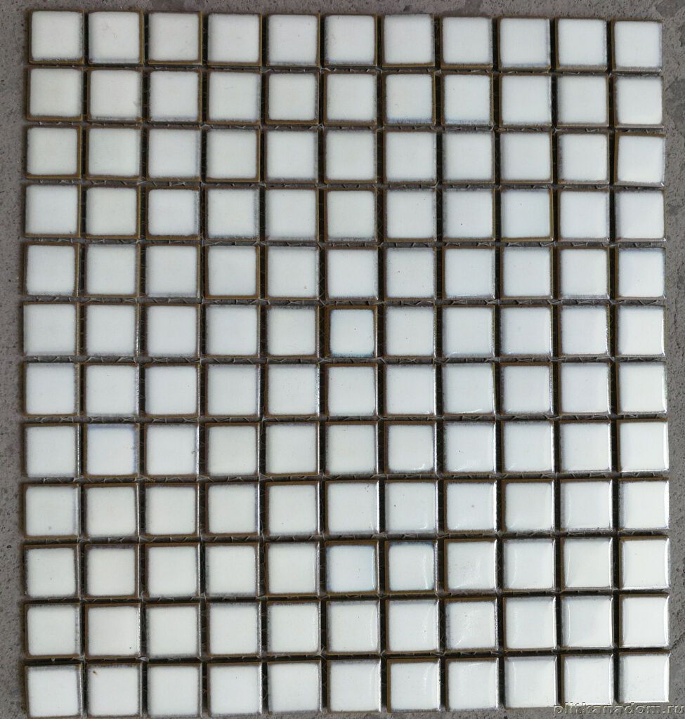 Керамическая плитка Керамин Tonomosaic Мозаика из камня, керамики и стекла AMK 20 (CB-100) Белая Глянцевая Мозаика 30х32