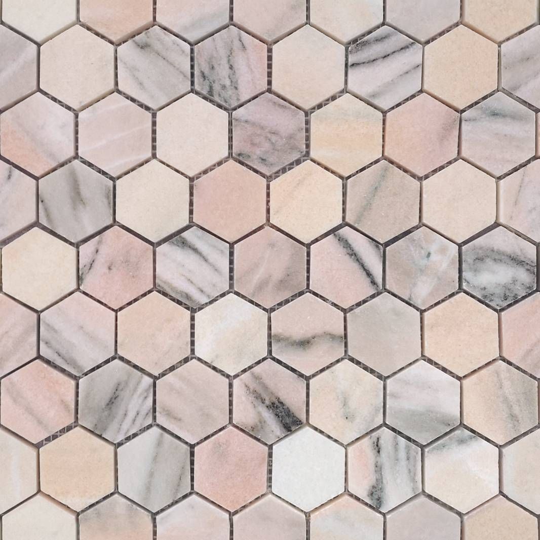 Керамическая плитка Керамин Caramelle Pietrine Hexagonal Rosa Salmone Pol Hex Розовая Полированная Мозаика 28,9х29,2 (2,