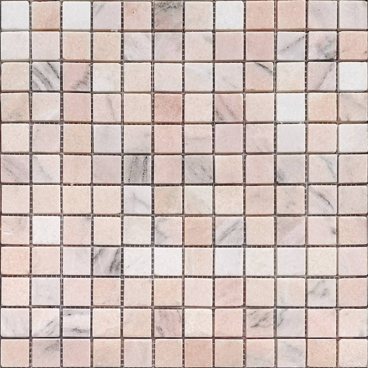 Керамическая плитка Керамин Caramelle Pietrine 7 мм Rosa Salmone Розовая Полированная Мозаика 29,8х29,8 (2,3х2,3)