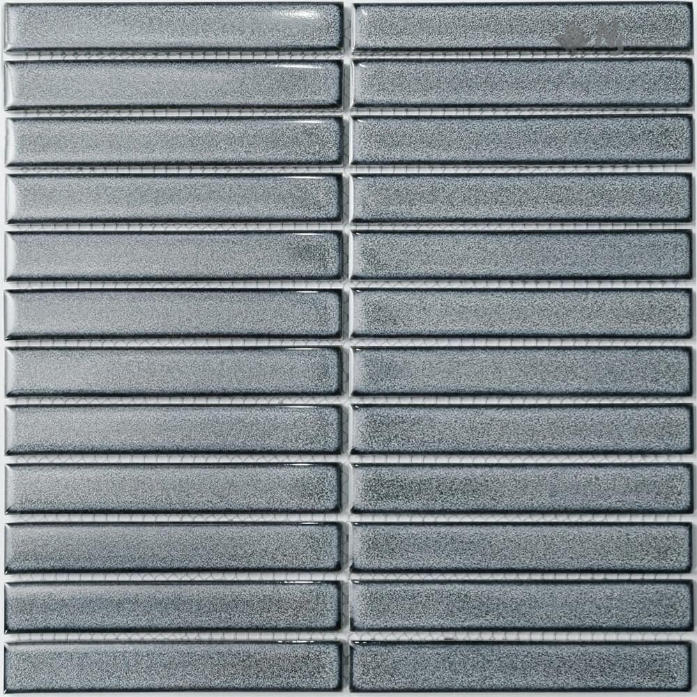 Керамическая плитка Керамин NS-Mosaic Rustic series R-327 Керамика Глянцевая Серая Мозаика 29,6х30 (2,2х14,5)