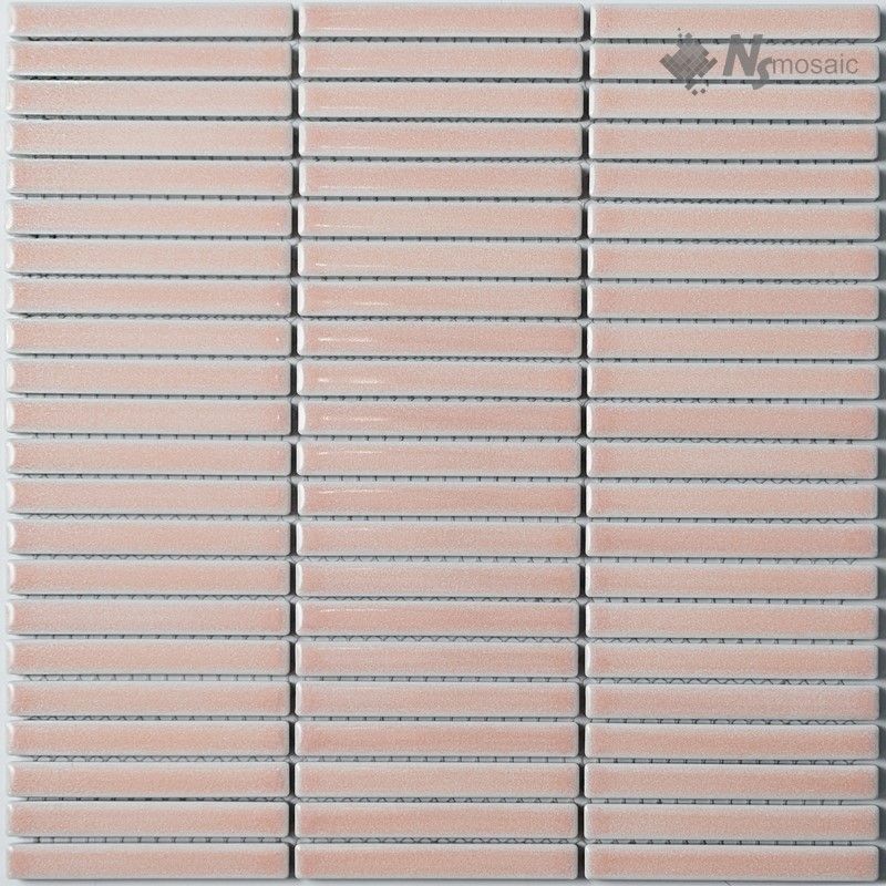 Керамическая плитка Керамин NS-Mosaic Rustic series R-326 Керамика Глянцевая Розовая Мозаика 28,2х30,8 (1,2х9,2)