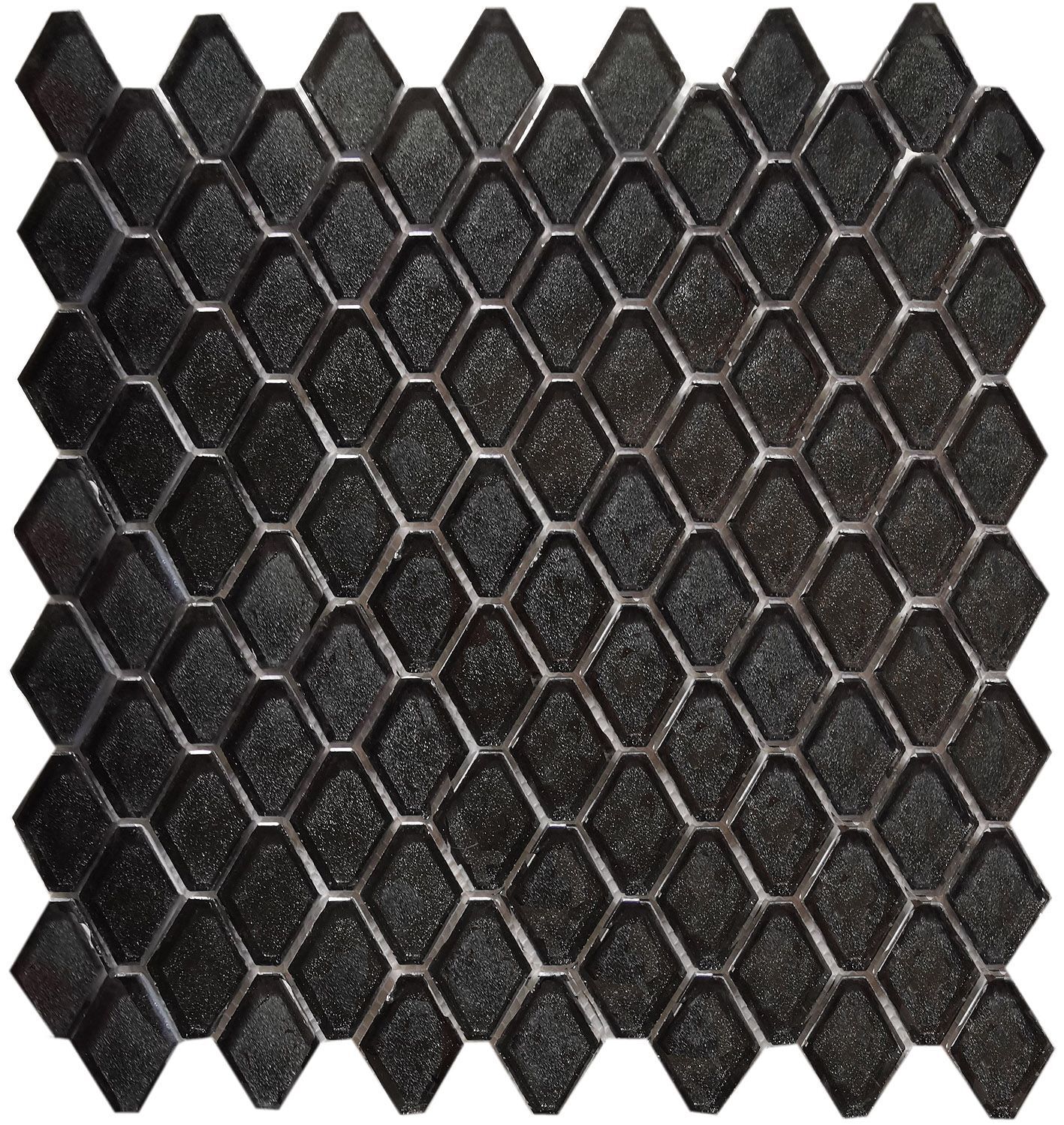 Керамическая плитка Керамин Caramelle Alchimia Diamanti Nero Черная Матовая Мозаика 28,2х31х6 (0,7х4,2)