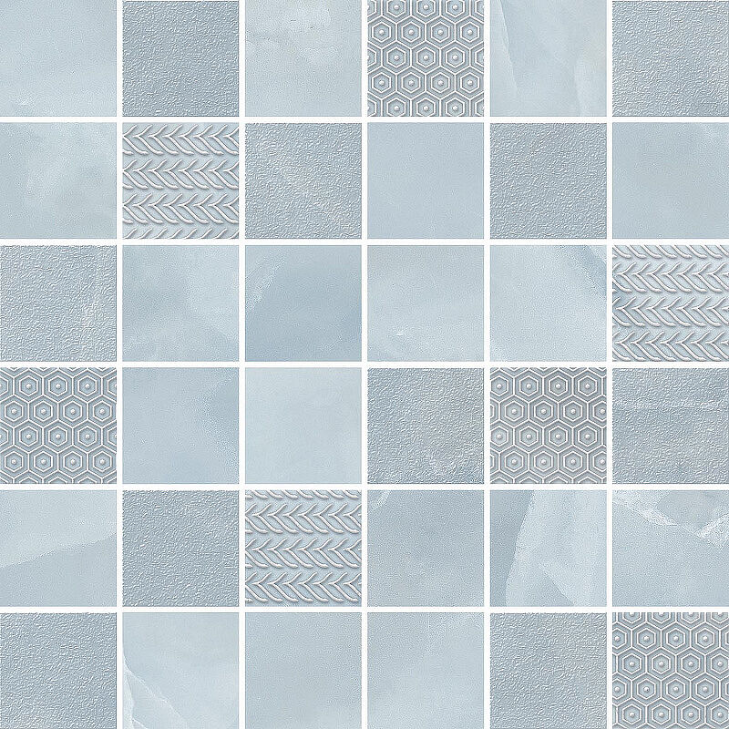 Керамическая плитка Керамин Kerlife Onice Blu Mosaic Голубая Глянцевая Мозаика 30x30