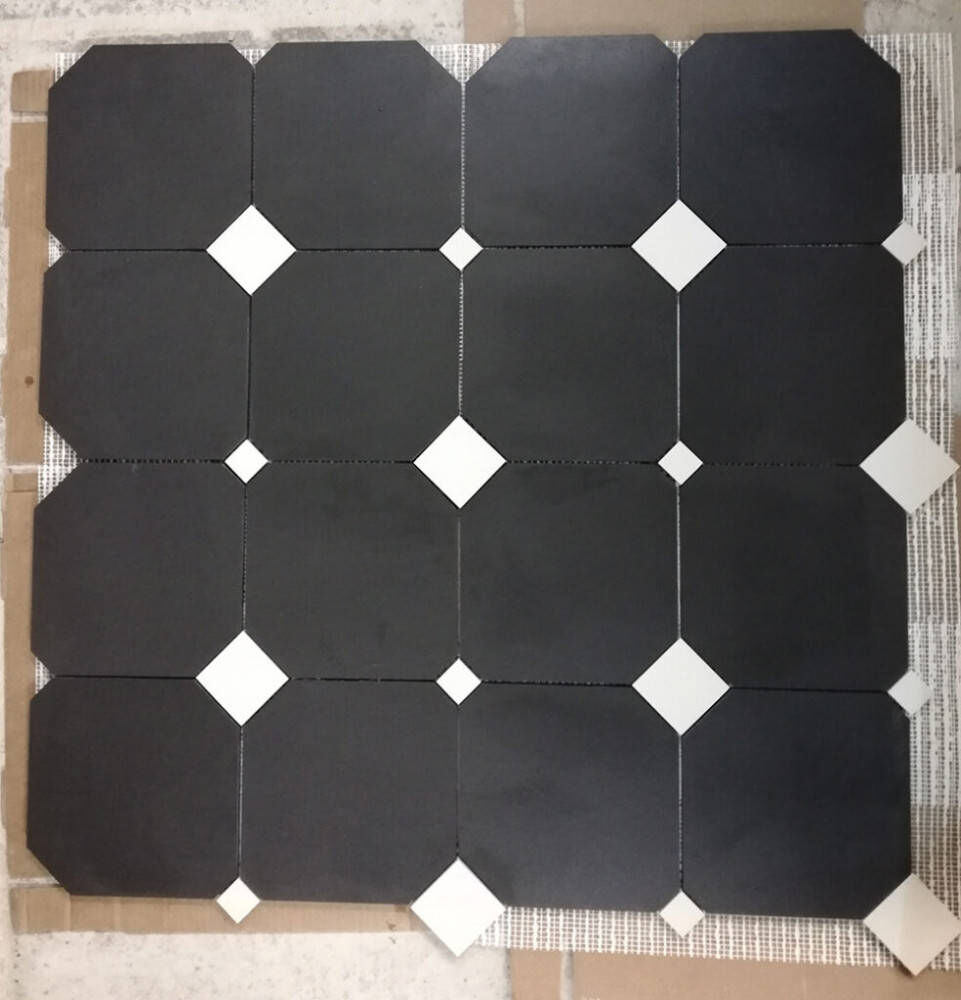 Керамическая плитка Керамин Идальго Метлахская плитка Диана Черная Матовая Настенная плитка 40x40