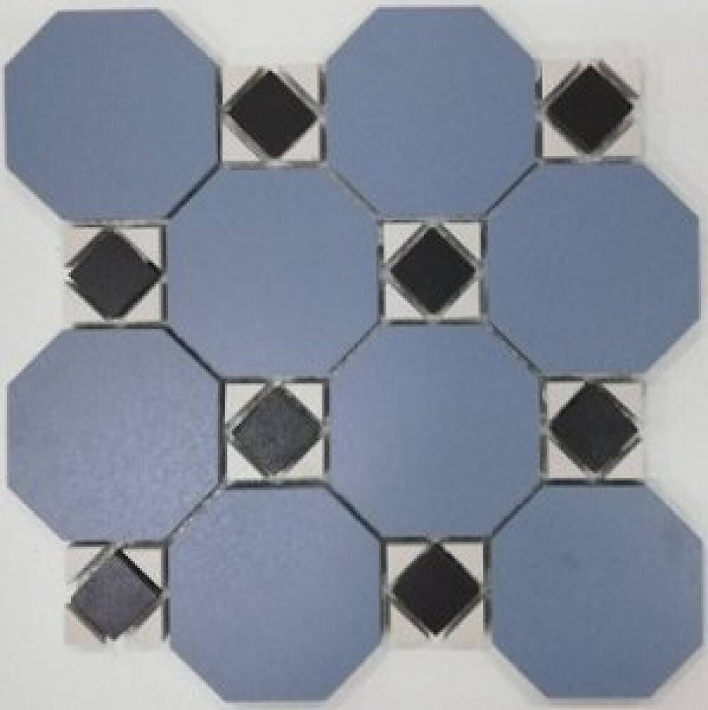 Керамическая плитка Керамин Идальго Метлахская плитка Фабия Синяя Матовая Настенная плитка 30x30