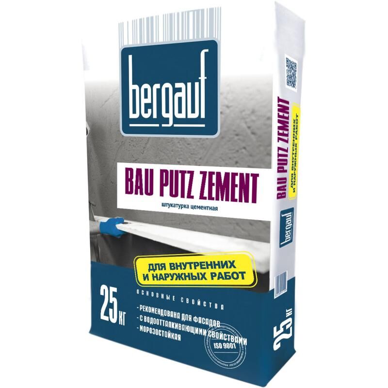 Штукатурка Бергауф Bau Putz Zement 25 кг цементная (56шт/уп)
