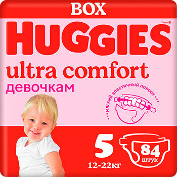 Подгузники Huggies Ultra Comfort для девочек 5 12-22 кг 84 шт.
