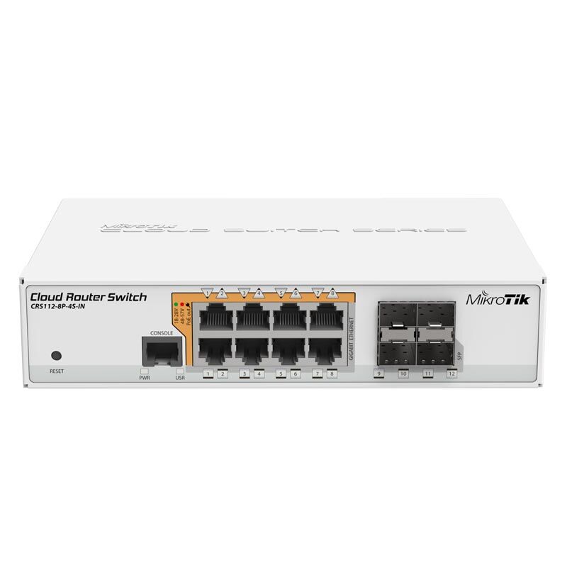 CRS112-8P-4S-IN, Коммутатор Mikrotik Cloud Router Switch 112-8P-4S-IN 8-PoE Smart 12-ports