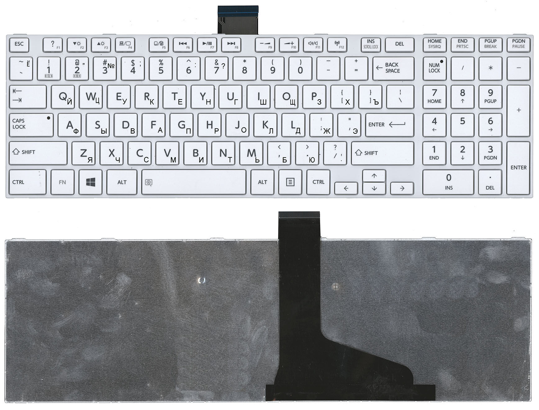 Клавиатура для ноутбука Toshiba L850 L870 L875 L855 белая с рамкой p/n: NSK-TV0SV, NSK-TV0SU, NSK-TT
