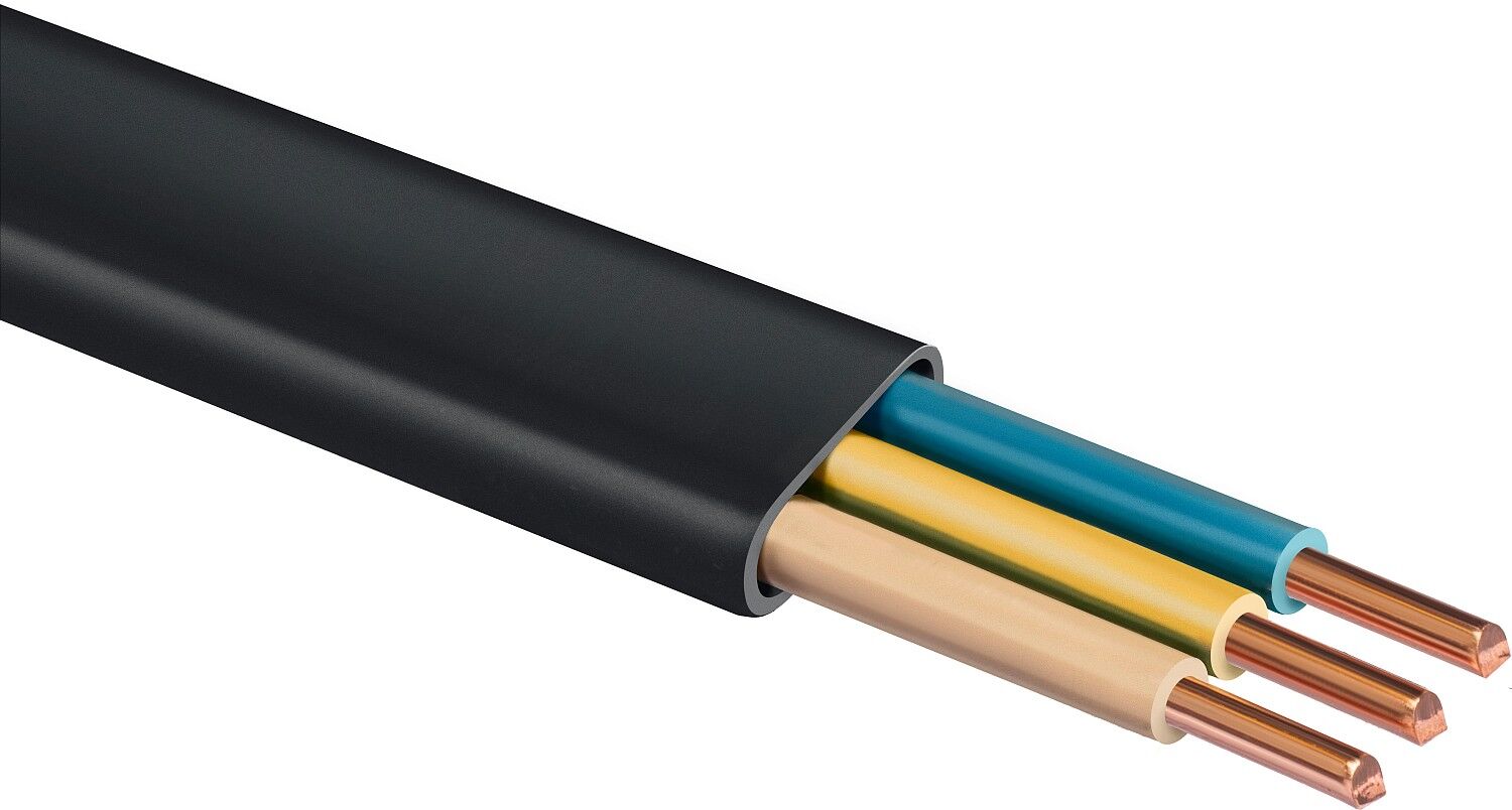 ЗУБР ВВГ-Пнг(А)-LS, 3 x 2.5 мм2, 50 м, ГОСТ 31996-2012, плоский, силовой кабель с пониженным дымо-газовыделением, Профес