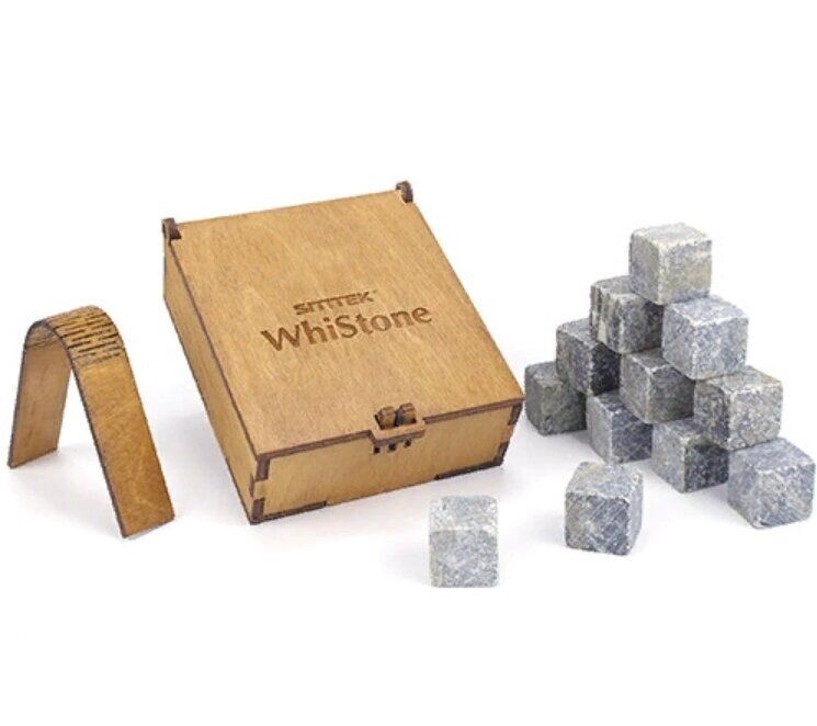 Камни для виски "WhiStone M" со щипцами (12 камней) Аксессуары для бара Sititek