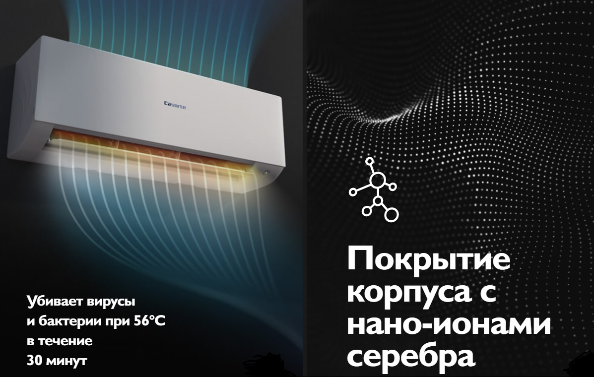 Внутренний блок мульти-сплит системы Casarte CAS50CX1/R3-W Inverter Матовый  черный, цена в Новосибирске от компании Время климата