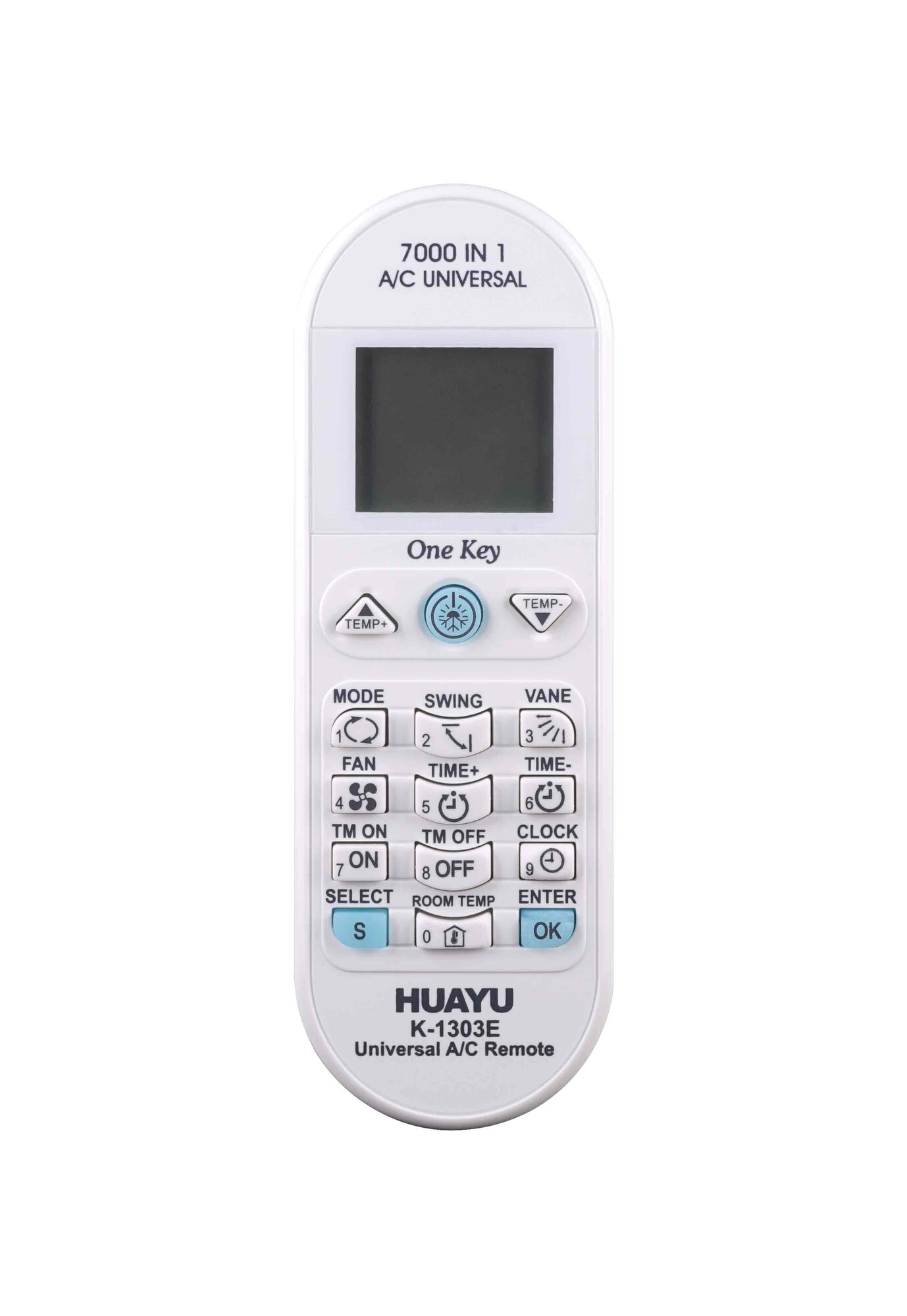Пульт ДУ универсальный для кондиционеров HUAYU K-1303E 7000 в 1 (KT-E08) заменяет 99,9% моделей