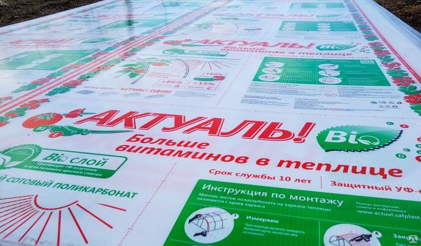 Актуаль н ул блинова 14 17 фото Сотовый поликарбонат ACTUAL BIO (г. Казань) размер 2,1х6 м, толщина 4 мм, цвет п