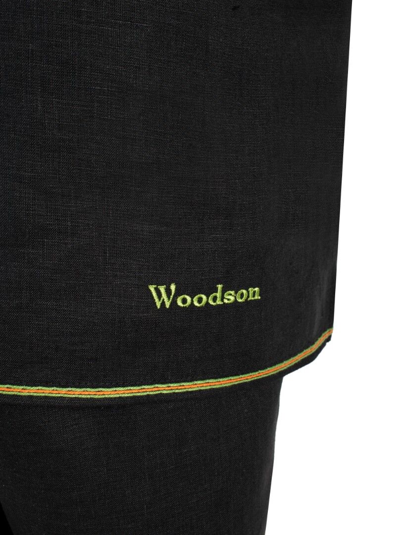 Комплект Банщика WoodSon чёрный лен с цветной полосой (рубашка, брюки, р. 50-52) #4