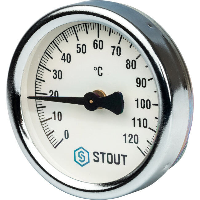 Термометр биметаллический накладной с пружиной STOUT 63 мм