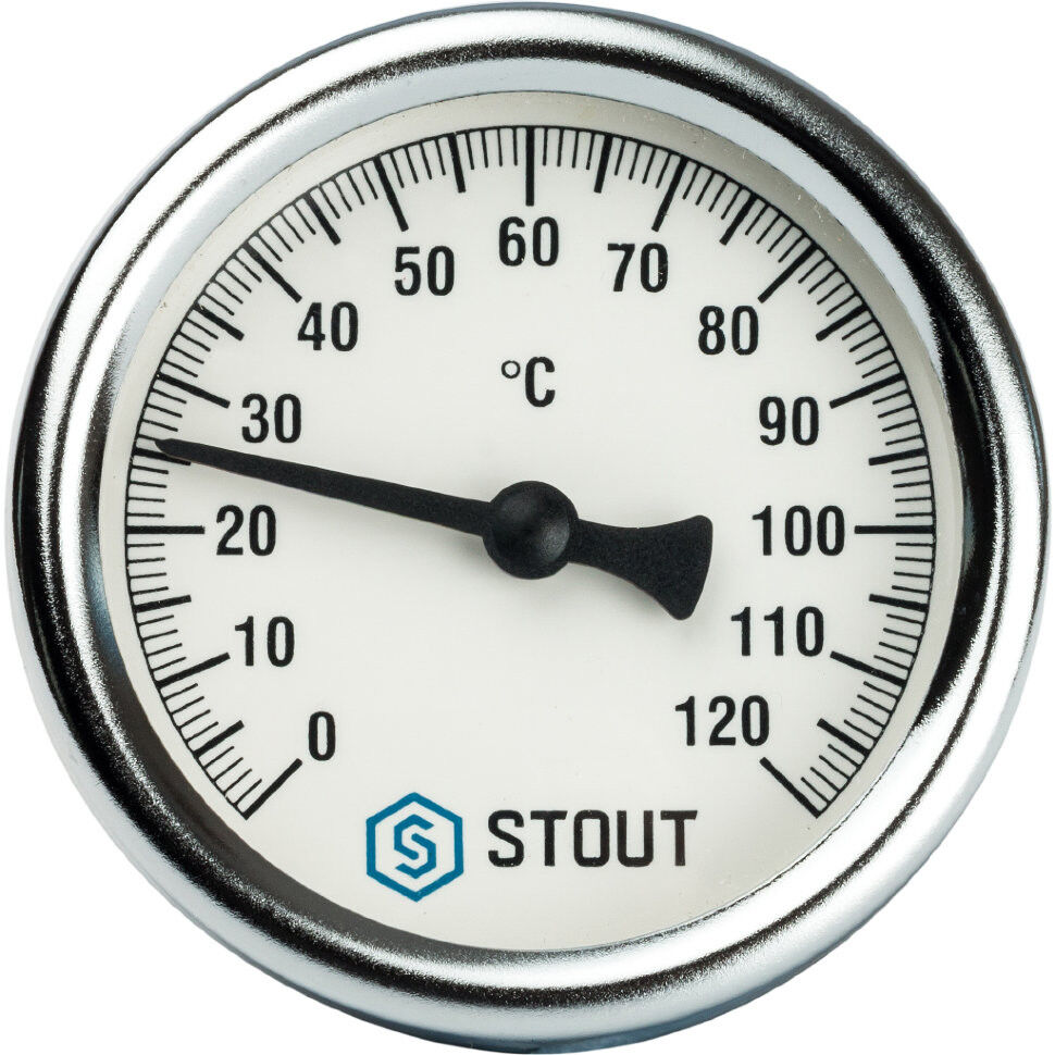 Термометр биметаллический STOUT 63 мм 1/2" с погружной гильзой 50 мм