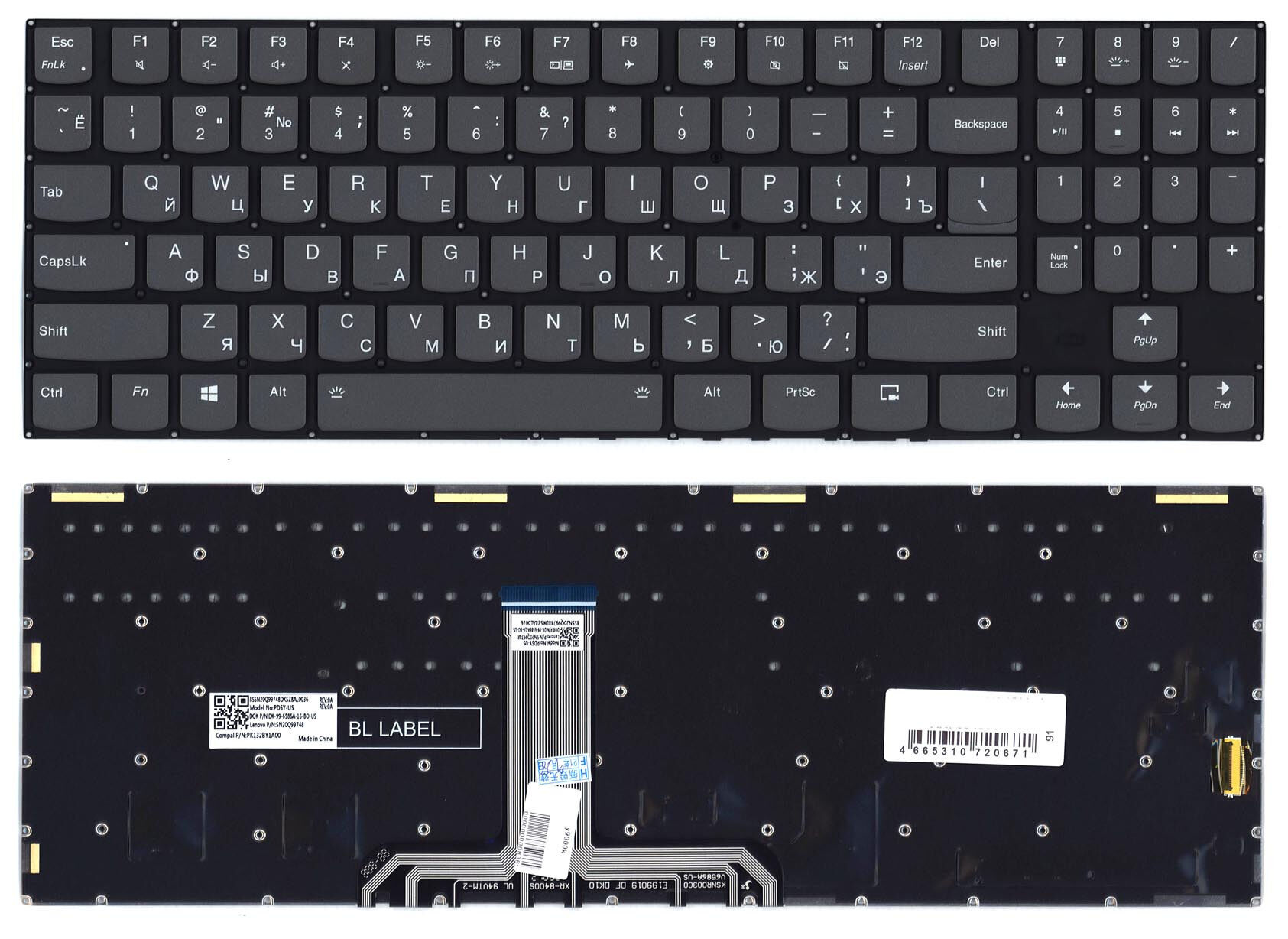 Клавиатура для ноутбука Lenovo Legion Y740-15 с подсветкой p/n: PD5Y-US SN20Q99748