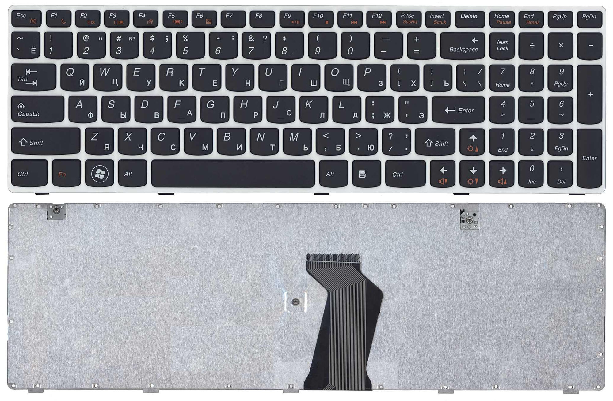 Клавиатура для ноутбука Lenovo G580 G585 G780 Z580 Z580A белая рамка p/n: 25-201846