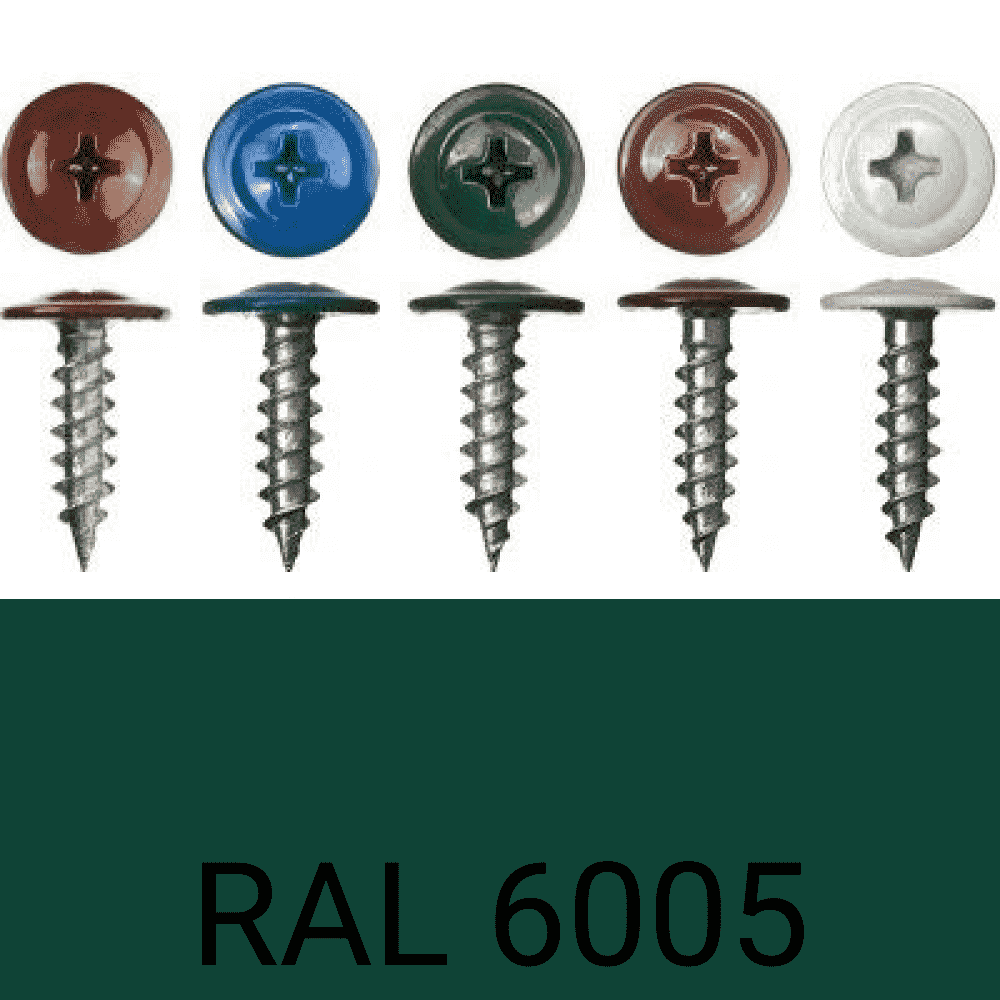 Саморез Полимерное покрытие RAL 6002, RAL 6005 темно-зеленый 4,2х25 мм