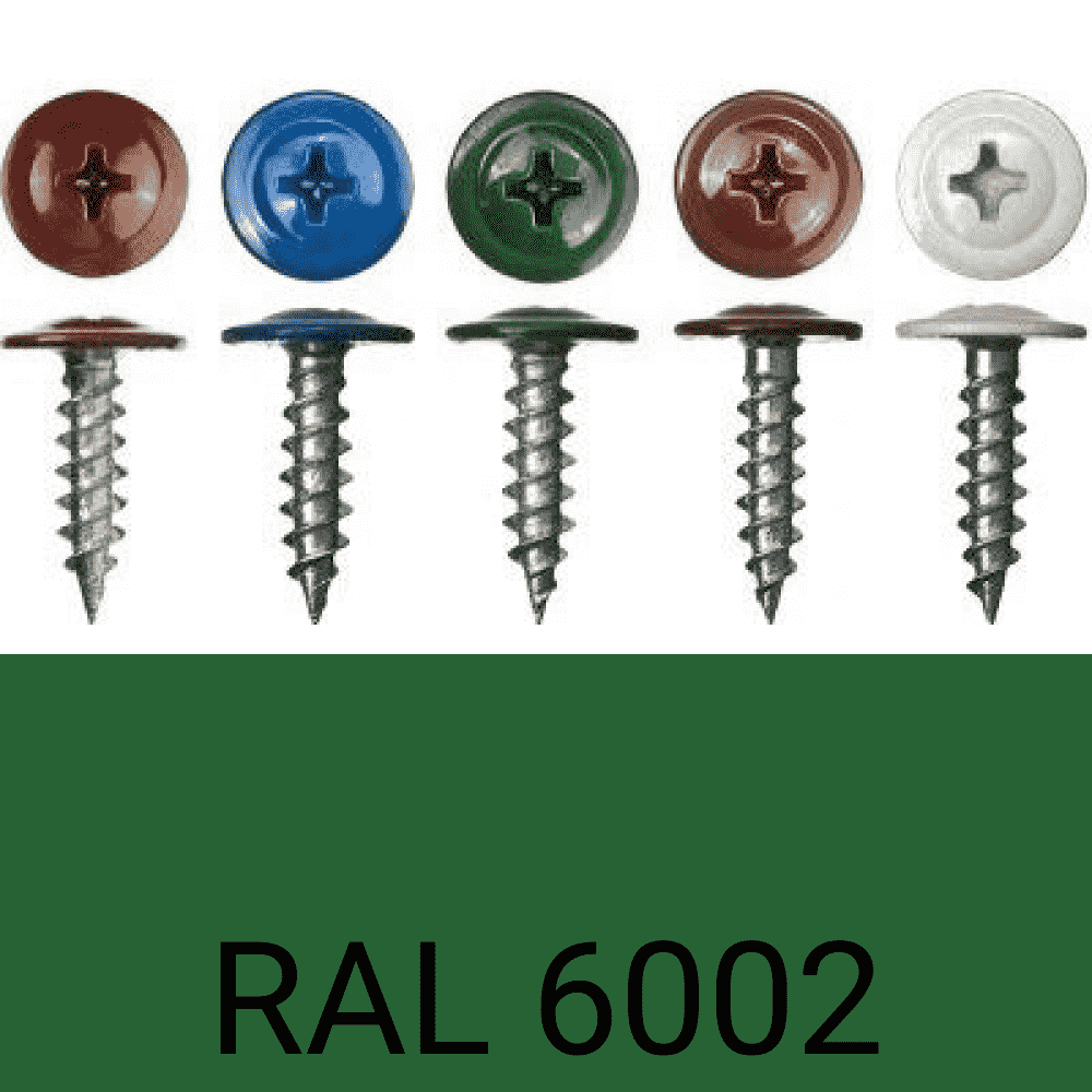 Саморезы п.ш. острые RAL6002 (зеленый) 4,2х16 мм