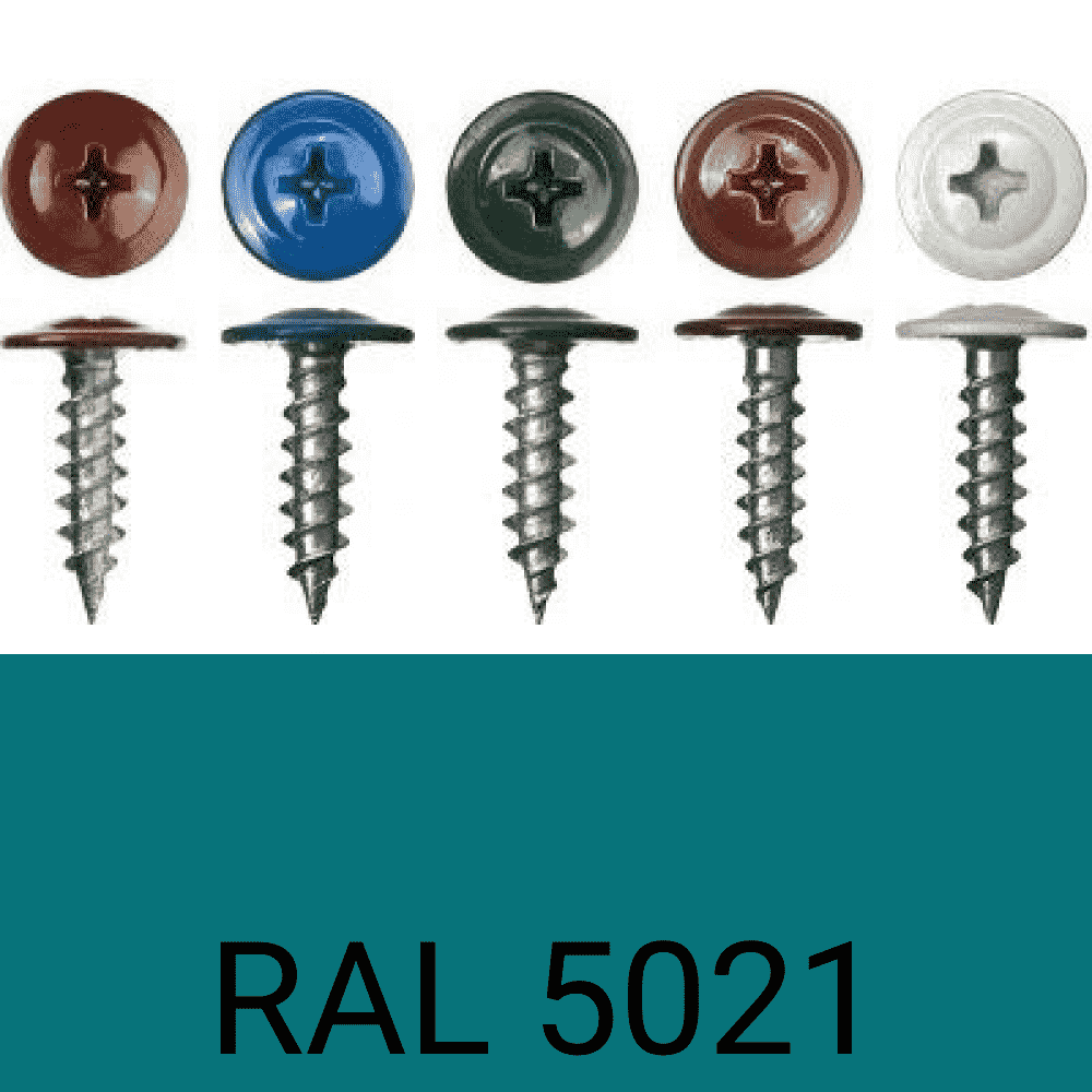 Саморезы п.ш. острые RAL5021 (синяя вода) 4,2х25 мм