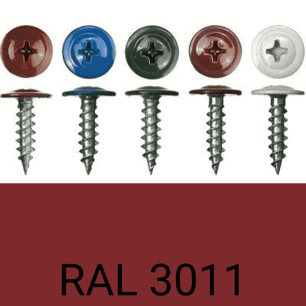Саморезы п.ш. острые RAL3011 (коричнево-красный) 4,2х19 мм