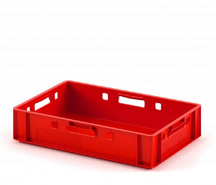 Ящик пластиковый Е1 600х400х120 мм (Красный)