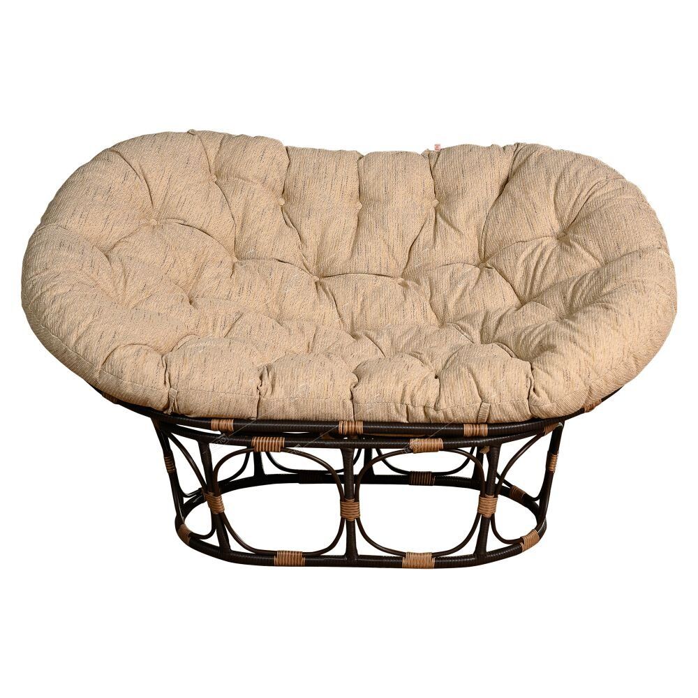 Диван садовый Мамасан, искусственный ротанг коричневый, подушка бежевая, 16,5*89*95см