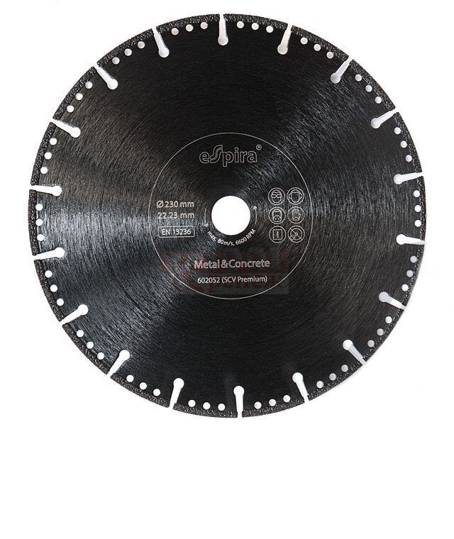 SCV Optima Универсальный алмазный диск ESPIRA с вакуумным напылением сегментов, 125x22.23 мм