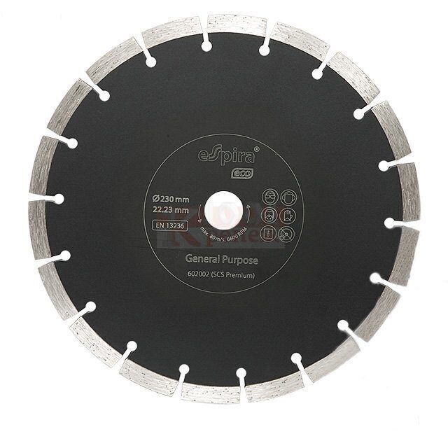 SCS Eco Универсальный алмазный диск ESPIRA по бетону кирпичу и камню, 230x22.23 мм