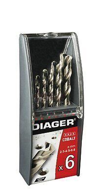 DIN 338 Набор сверл по металлу DIN 338 Diager сталь HSS-E Cobalt 5%, 2-8 мм (6шт) DIAGER