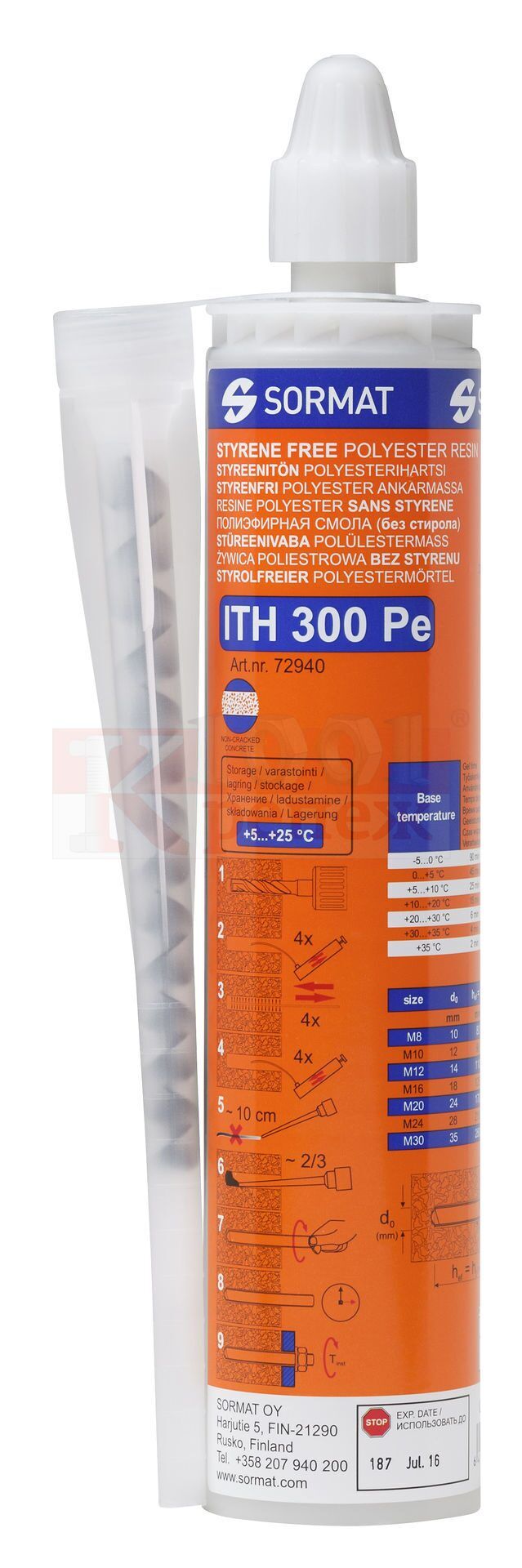 ITH Pe Химический анкер Sormat для бетона и кирпича полиэстер, 300 мл