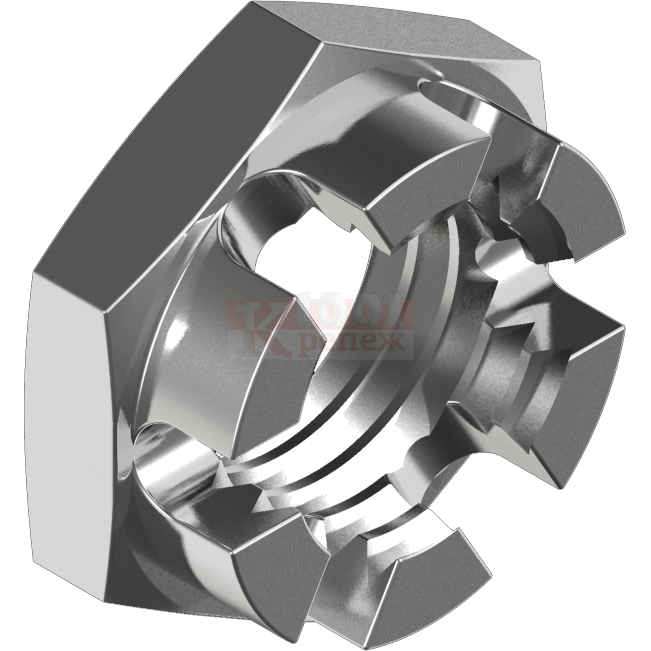 DIN 937 А2 Гайка шестигранная корончатая низкая нерж. сталь, M18 1001 КРЕПЕЖ