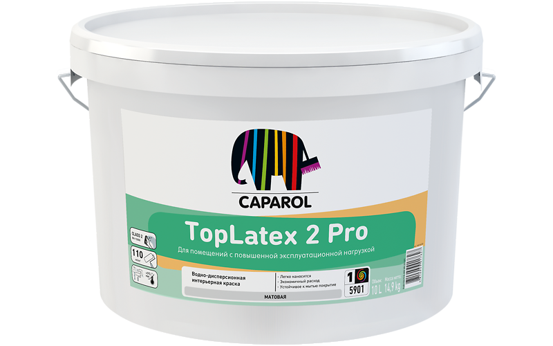 Краска водно-дисперсионная для внутренних работ Caparol TopLatex 2 Pro / ТопЛатекс 2 Про База 3 , 9,4 л (44шт/пал)