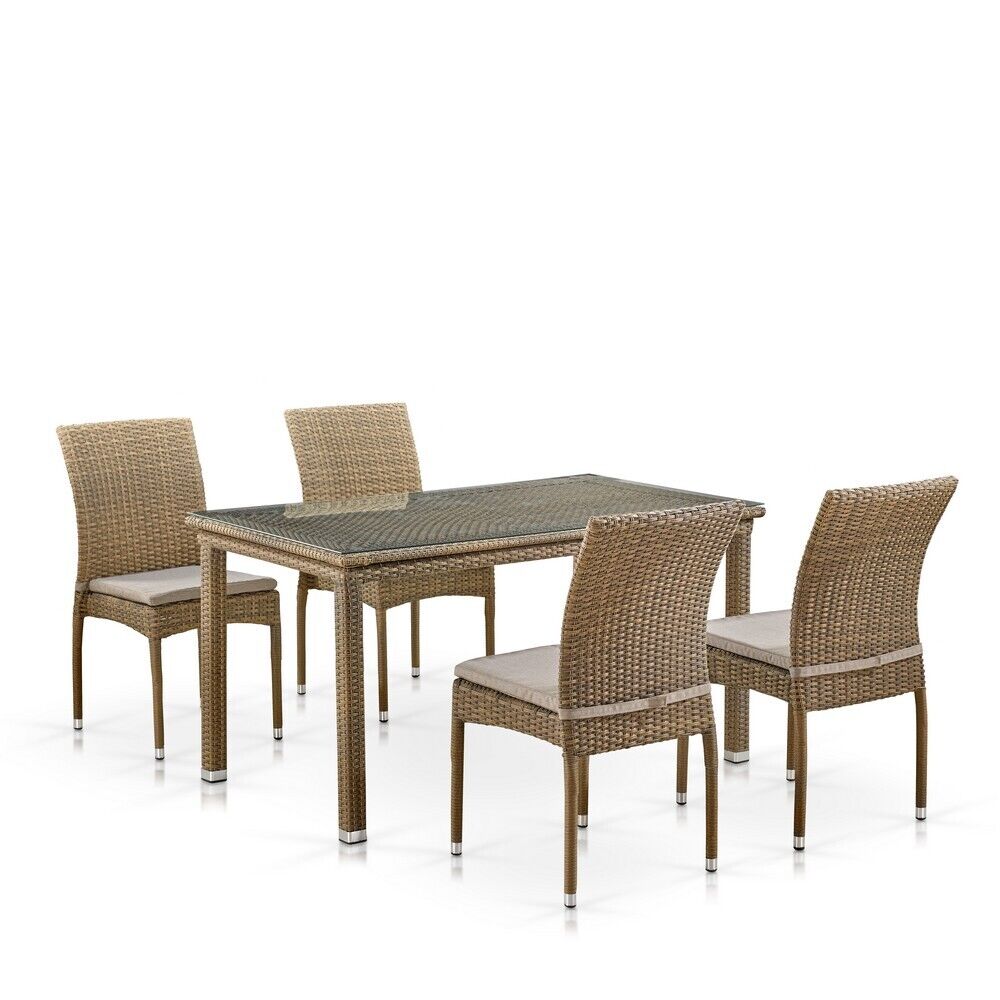 Комплект плетеной мебели T256B/Y380B-W65 Light Brown (4+1) Afina