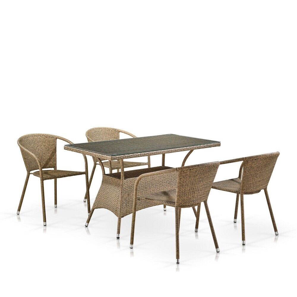 Комплект мебели из иск. ротанга T198D/Y137C-W56 Light Brown (4+1) Afina