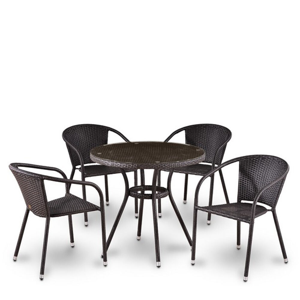 Комплект плетеной мебели T282ANT/Y137C-W53 Brown (4+1) Afina