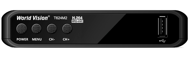 Цифровой эфирный ресивер World Vision T624M2 (DVB-T2/T/C, IPTV, USB, пластик, кнопки)