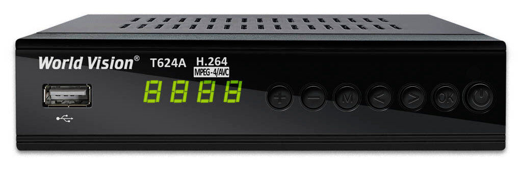 Цифровой эфирный ресивер World Vision T624A (DVB-T2/T/C, IPTV, USB, металл, кнопки, дисплей) 1