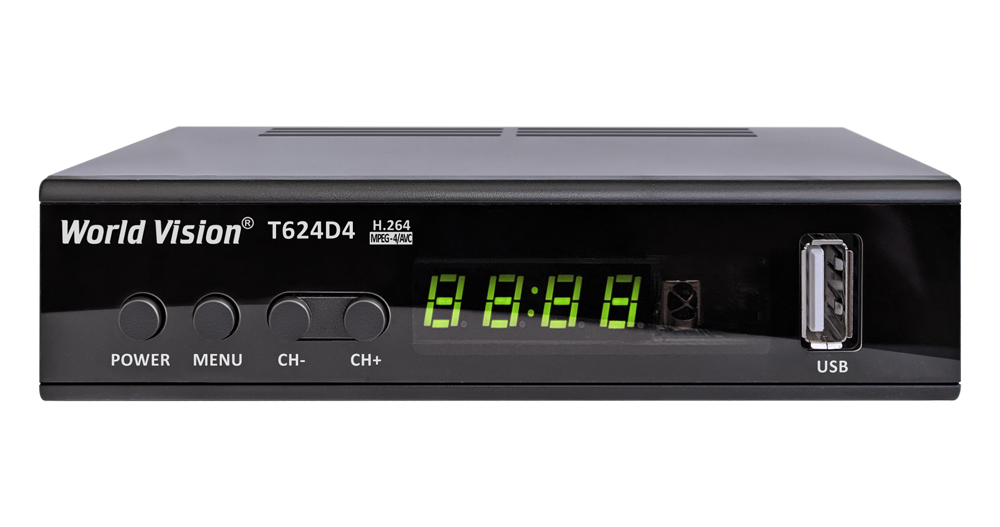 Цифровой эфирный ресивер World Vision T624D4 (DVB-T2/T/C, IPTV, USB, металл-пластик,кнопки,дисплей) 1