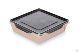 Коробка крафт OpSalad 900 Black Edition с крышкой для салата #1