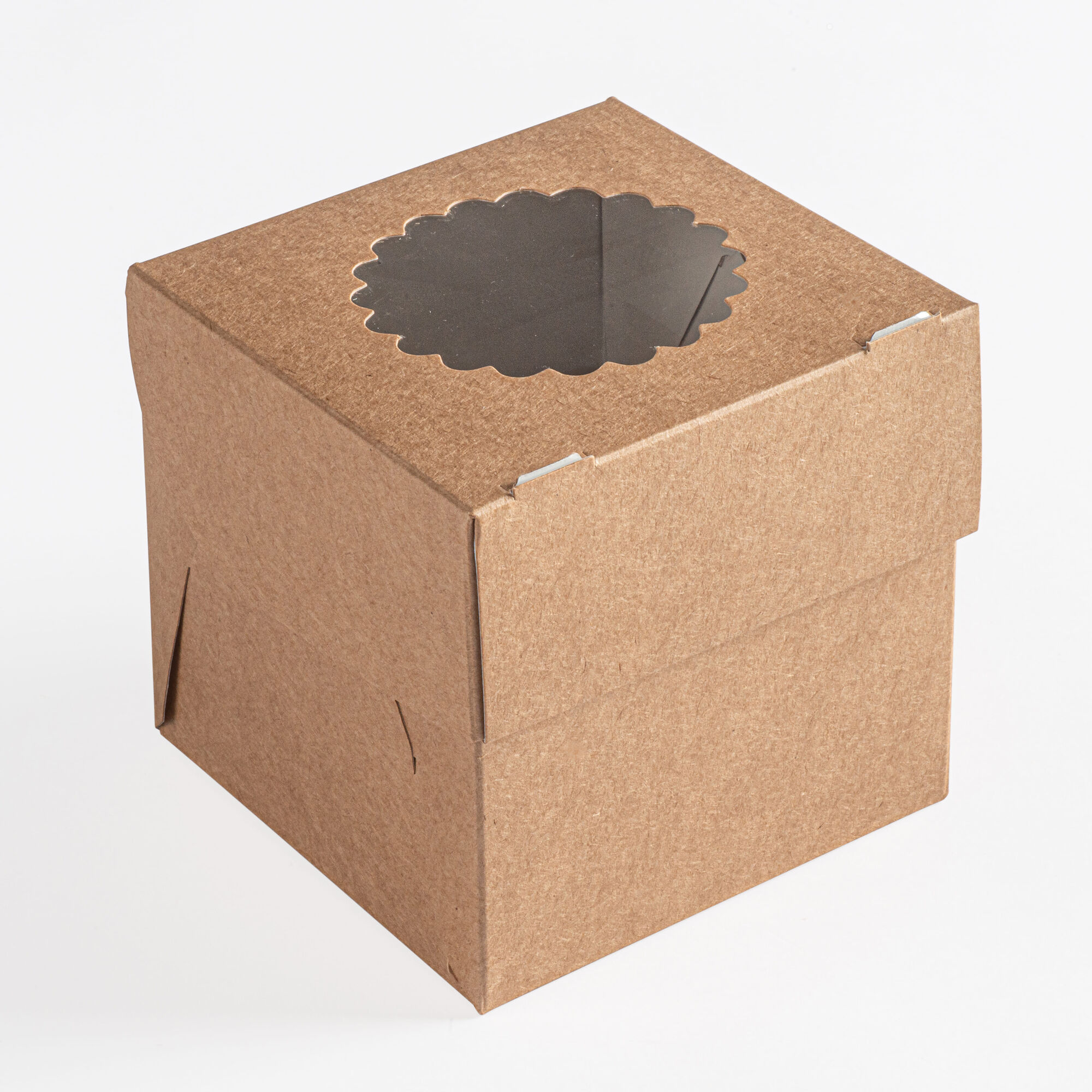 Коробка бумажная крафт MUF 1 100х100х100 мм для капкейков, маффинов