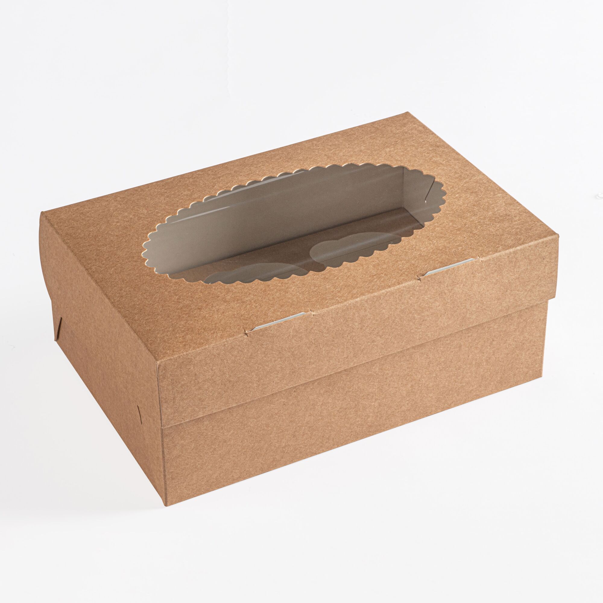 Коробка бумажная крафт MUF 6 250х170х100 мм для маффинов, капкейков