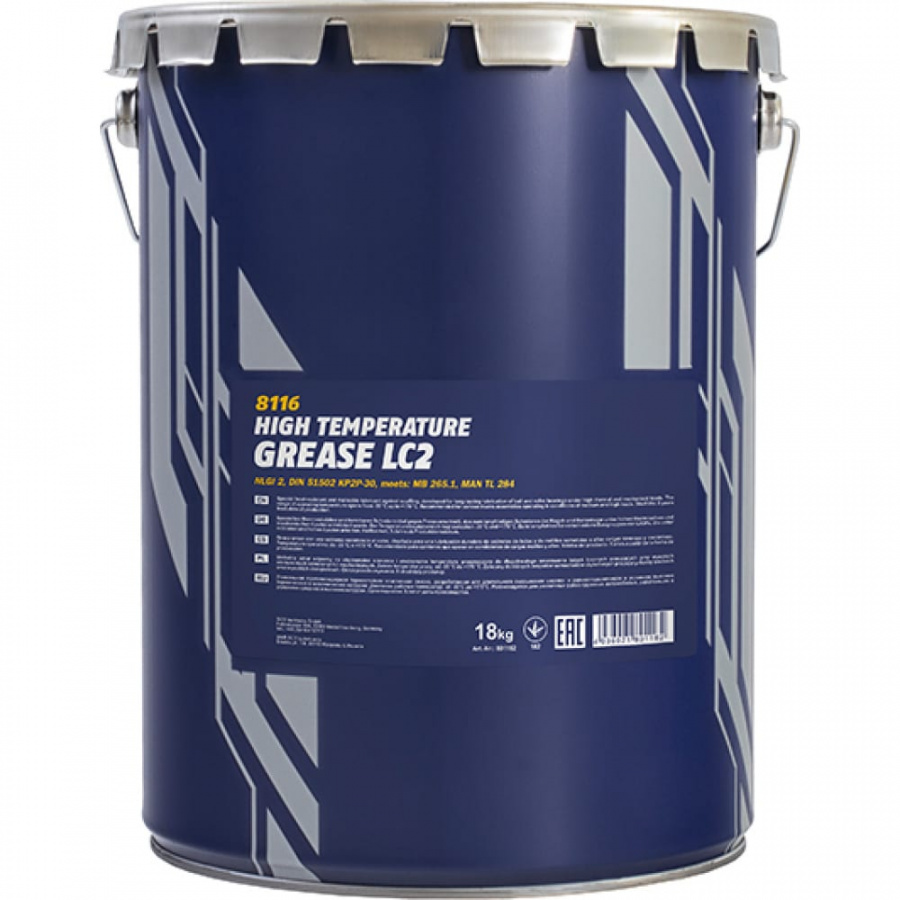 Смазка пластичная термостойкая GREASE LC2 бидон 18 кг синяя MANNOL 8116, шт